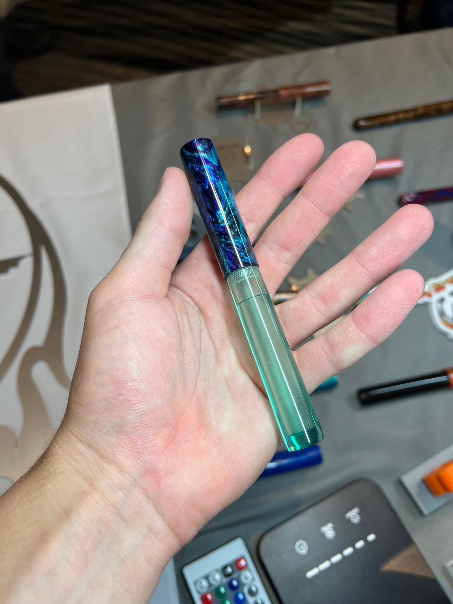 I6 Demonstrator Bespoke fountain Pen in betwixbetween & pensmiths resin